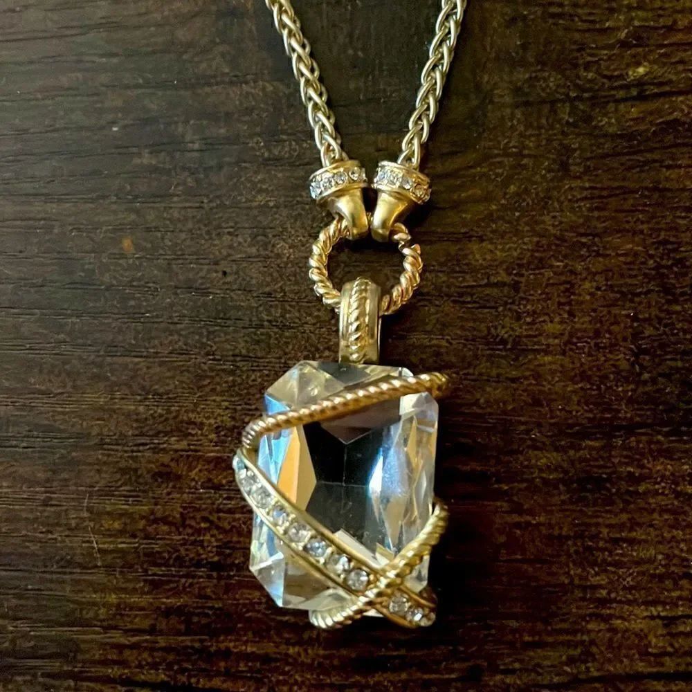 Designer crystal clear rock statement Victorian necklace